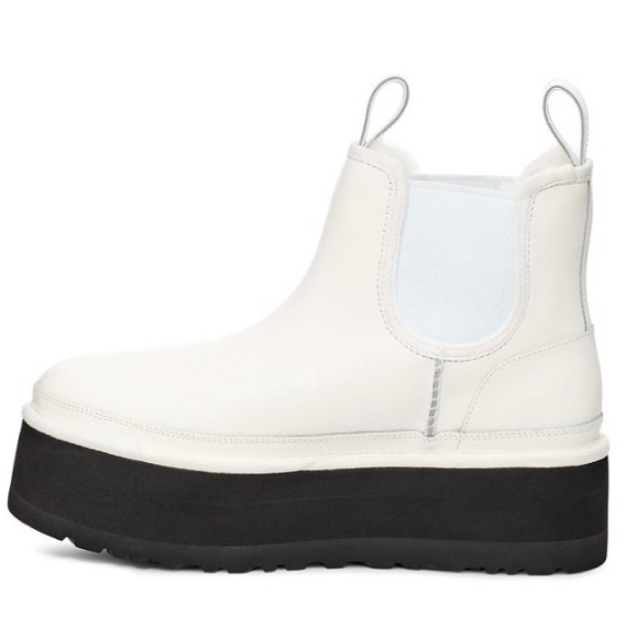 UGG Neumel Suede Platform Boot Chelsea Womens Size 9 Black & White - Picture 3 of 14